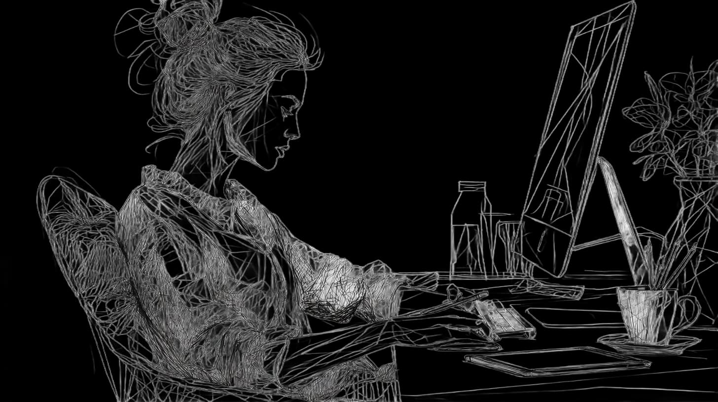 A person working at the desk