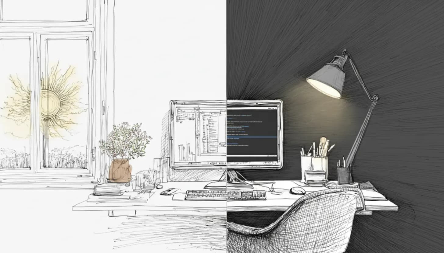 Light mode and dark mode setting on the computer