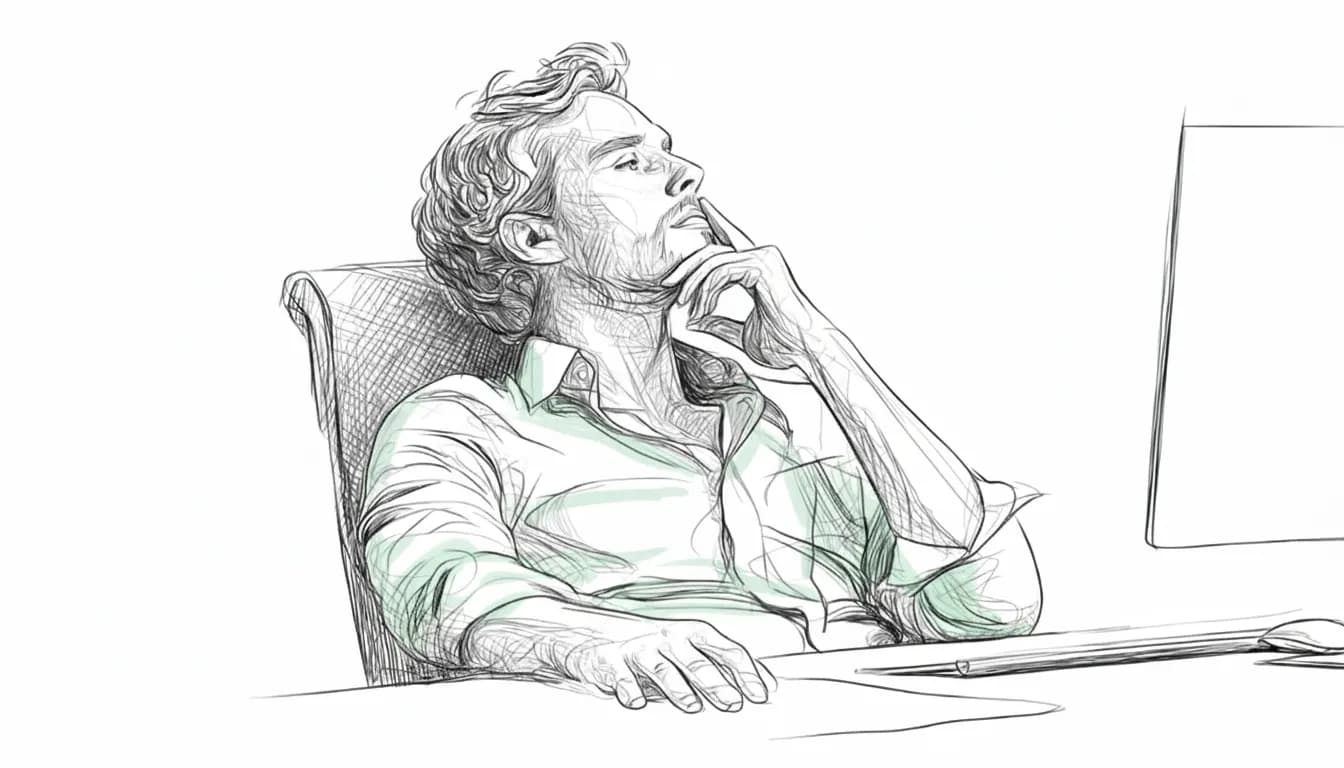 A man in a chair with hand on chin and relaxed pose