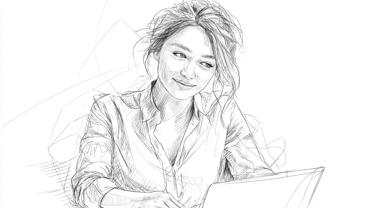 A woman in a shirt working at her desk.