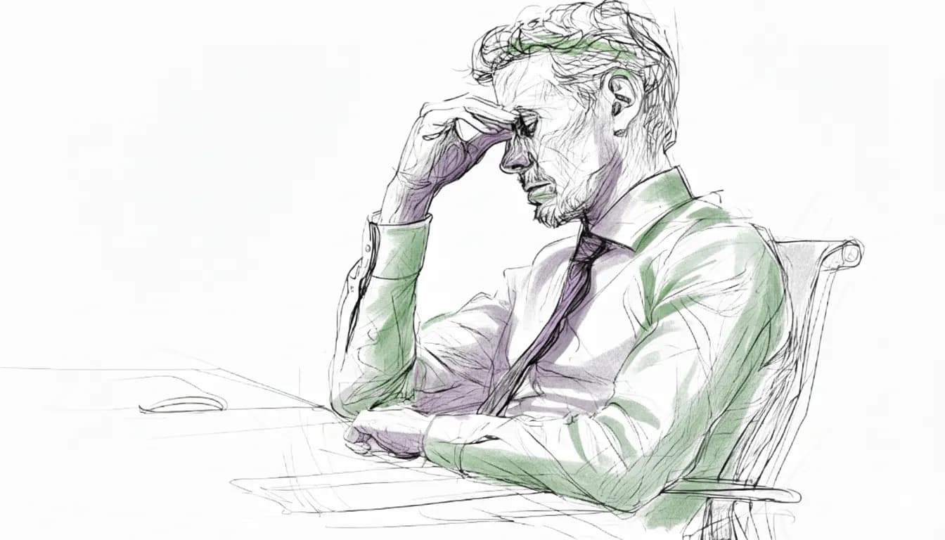 A man in a shirt and tie, sitting at a table, leaning on one hand.