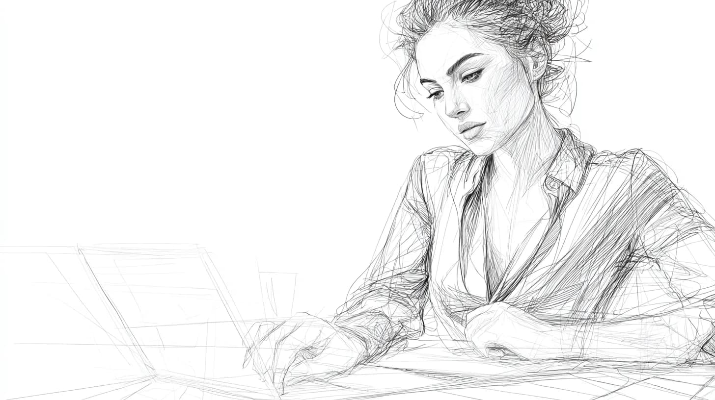 A woman working on a laptop at her desk.
