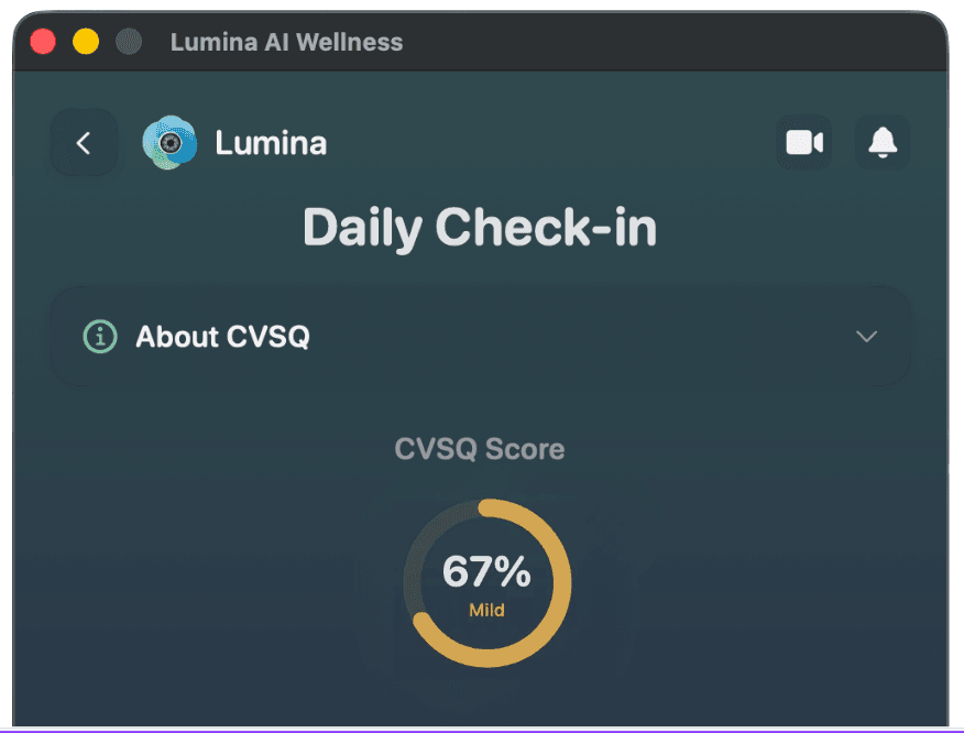 Lumina daily check-in app interface